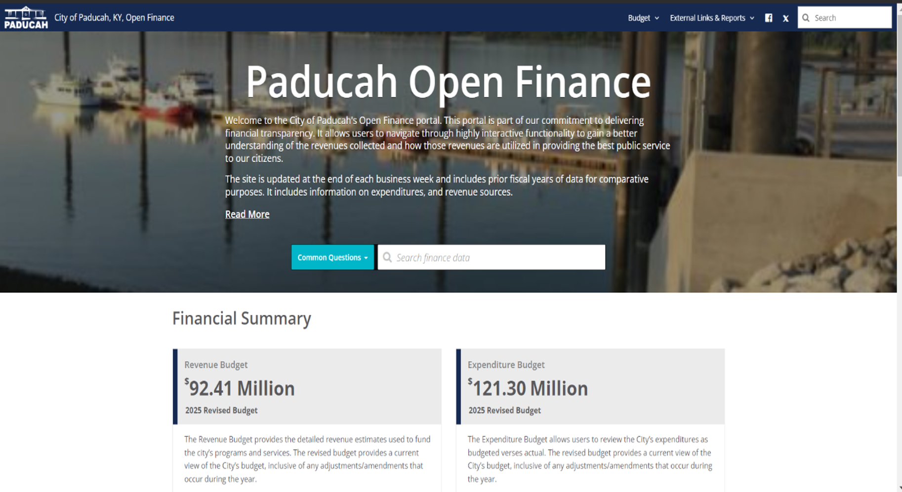 Paducah Open Finance Homepage